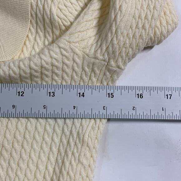 DANIELLE BERNSTEIN L NEW Knit Wrap Top Ivory Cableknit Crisscross - Picture 8 of 9